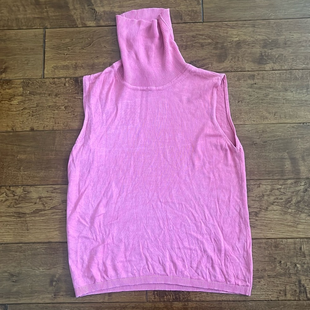 August Silk Pink Sleeveless Turtleneck Shell